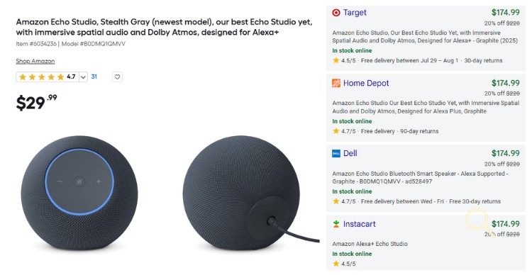 Amazon Echo Studio, Stealth Gray (newest model), our best Echo