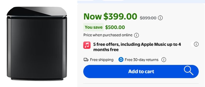 Bose 700 Black Bass Module Wireless Subwoofer - 67% off | Hidden