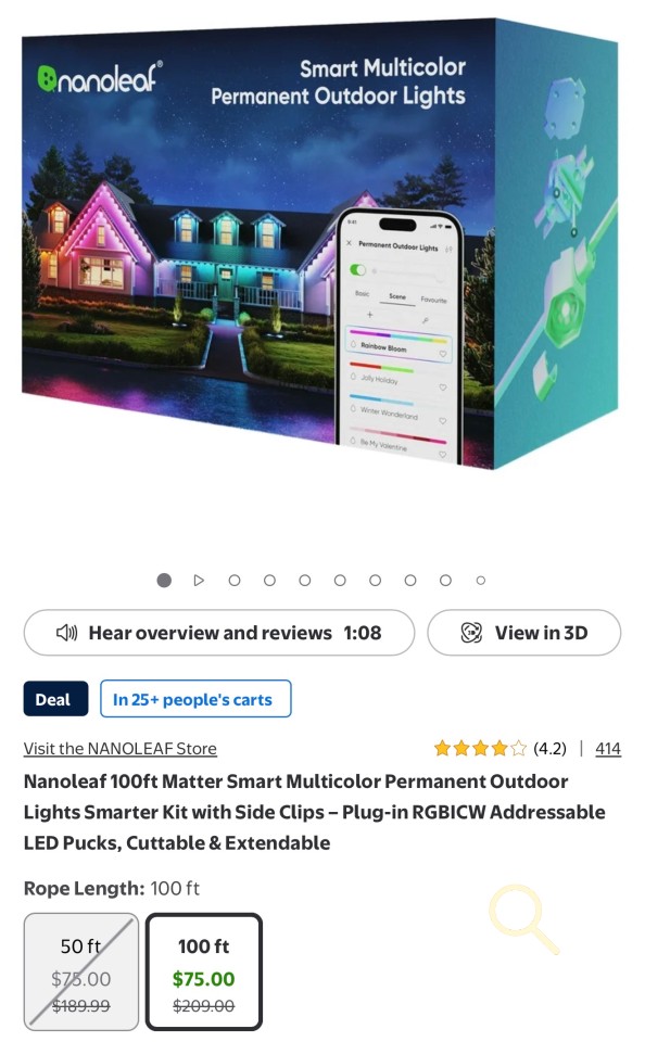 NANOLEAF 100FT MATTER SMART MULTICOLOR PERMANENT OUTDOOR LIGHTS SMARTER ...