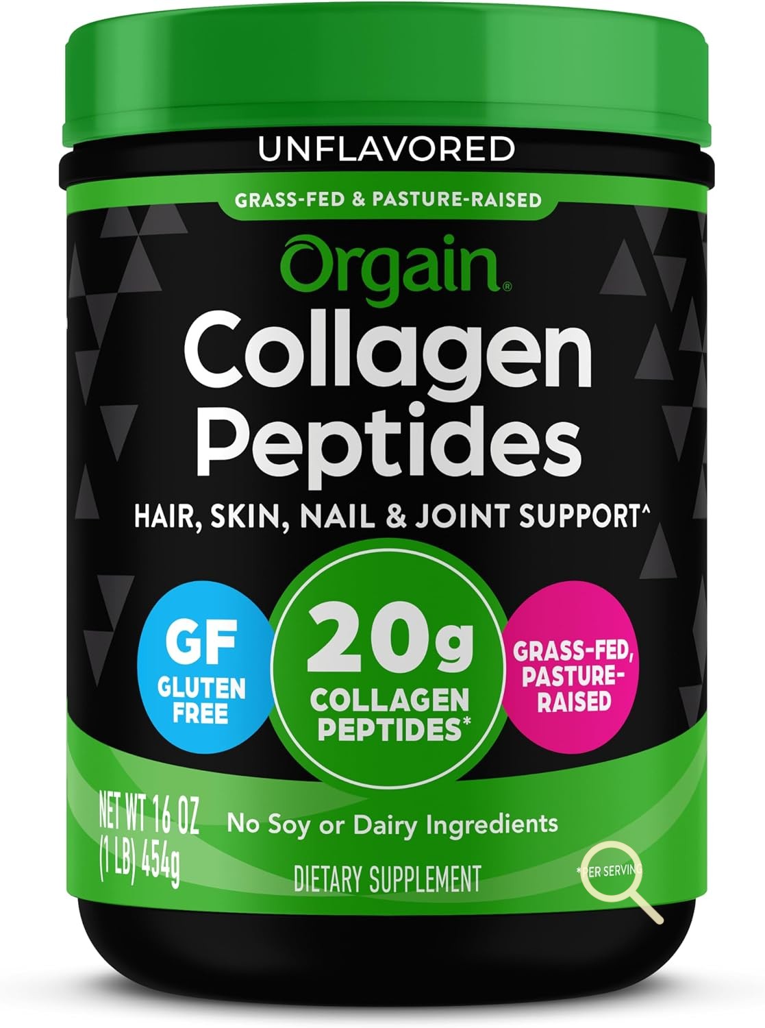 Orgain 20g Hydrolyzed Collagen Peptides Powder, Unflavored, 1lb Grass ...