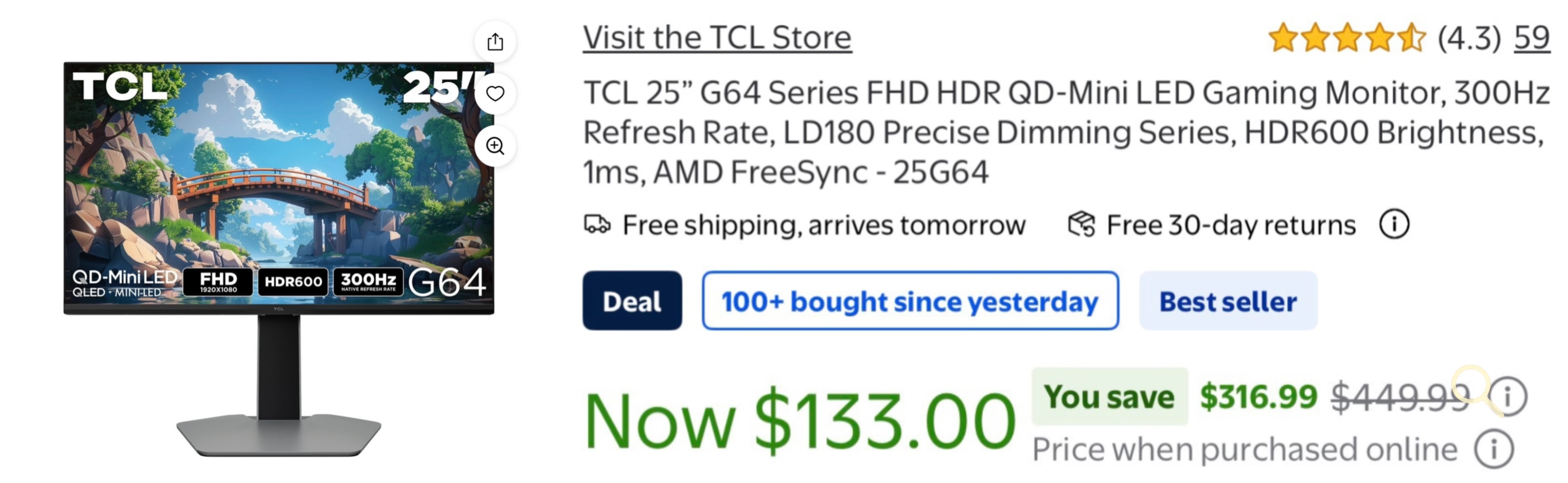 $450 TCL COMPUTER MONITOR FOR $133 [Expired] | Hidden Clearances