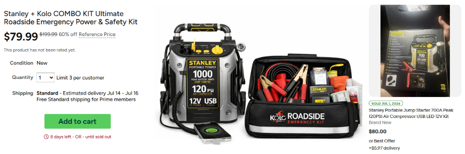 Ultimate Roadside Emergency Power & Safety Kit - $79.99 - Free shipping for Prime members