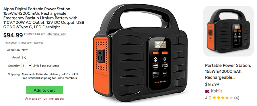 Alpha Digital Power Station 155Wh/42000mAh - $94.99 - Free