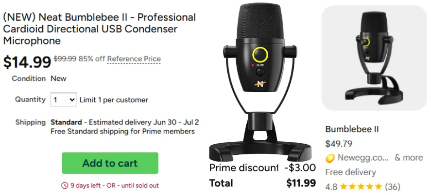 NEW) Neat Bumblebee II Professional Cardioid USB Condenser