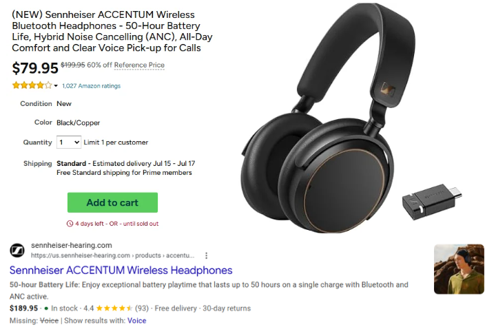 (NEW) Sennheiser ACCENTUM ANC Wireless Headphones - $79.95 - Free shipping for Prime members