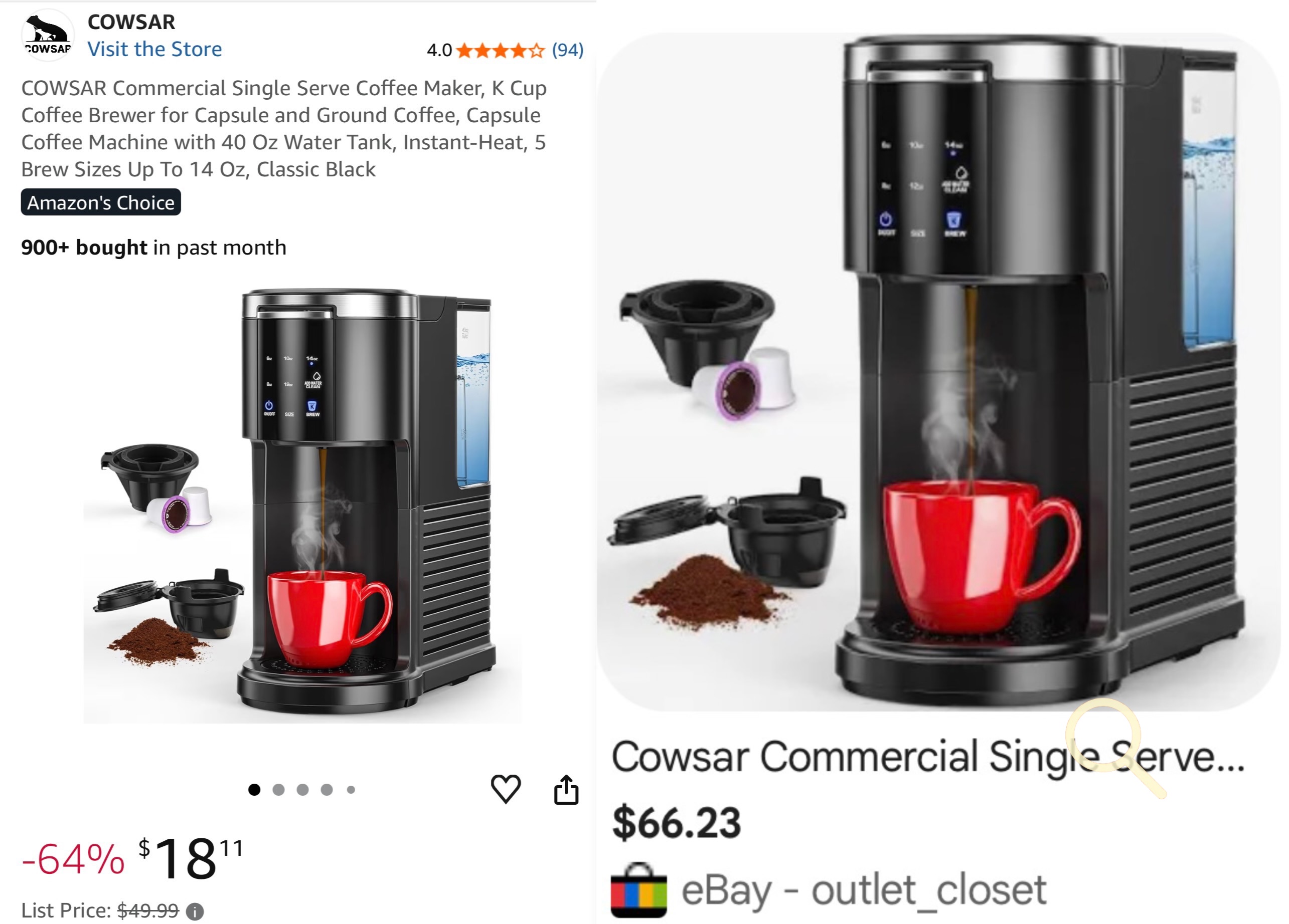 COWSAR Commercial Single Serve Coffee Maker [Expired] | Hidden Clearances